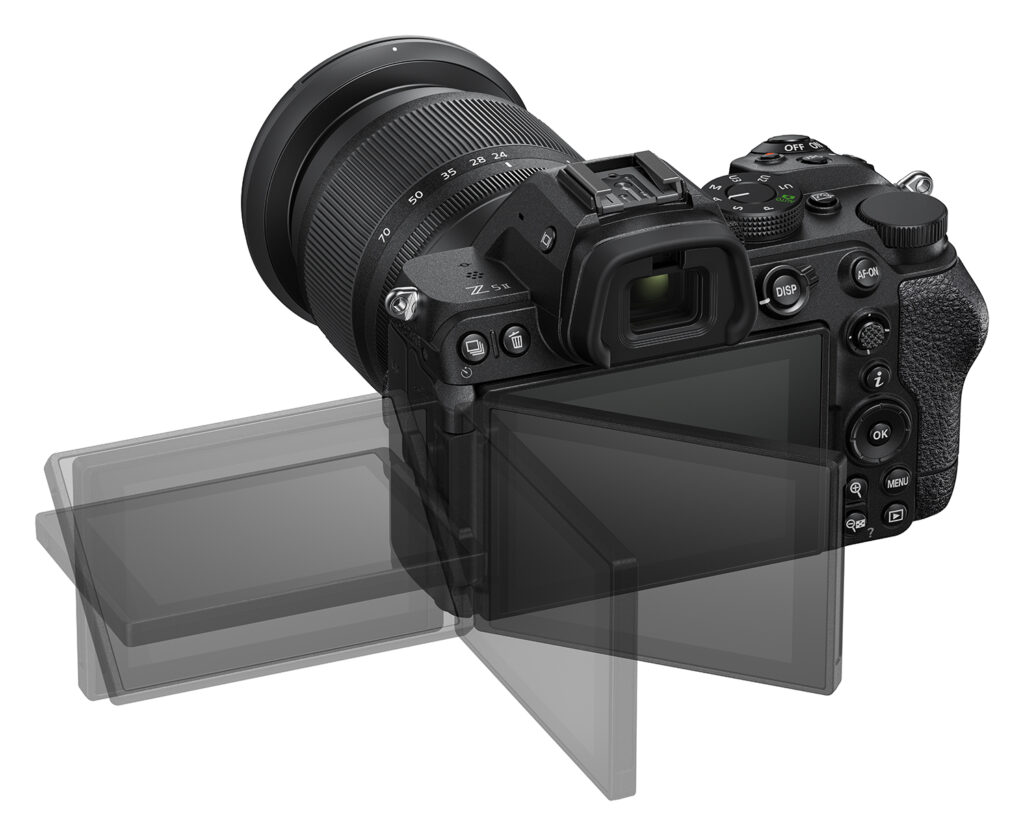 Dreh- und schwenkbares Touchscreen der Nikon Z5II.