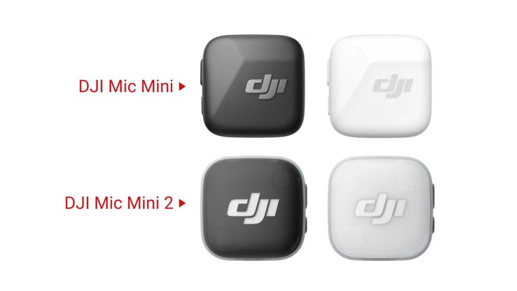 DJI Mic Mini und DJI Mic Mini 2 Transmitter nebeneinander.