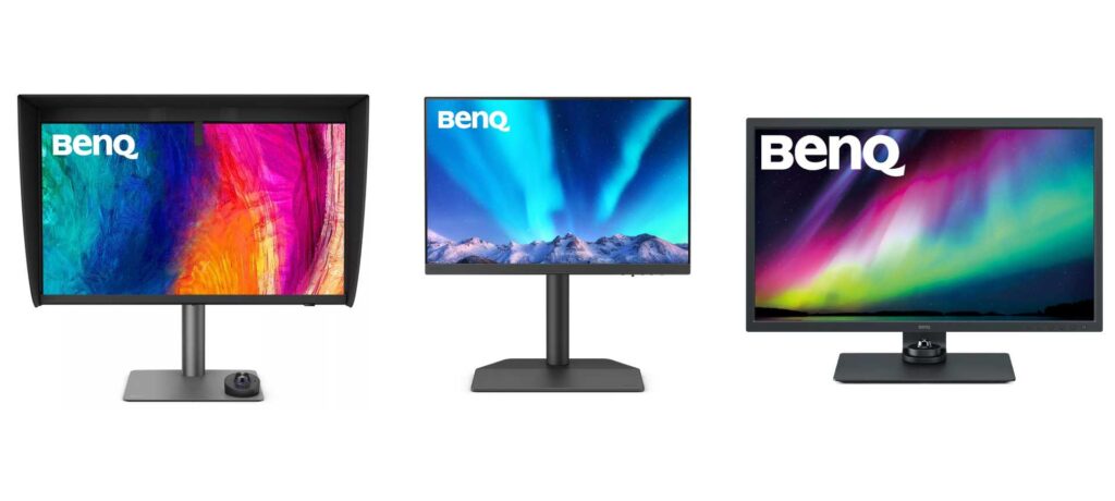 Drei BenQ Monitor-Modelle mit Hardwarekalibrierung.