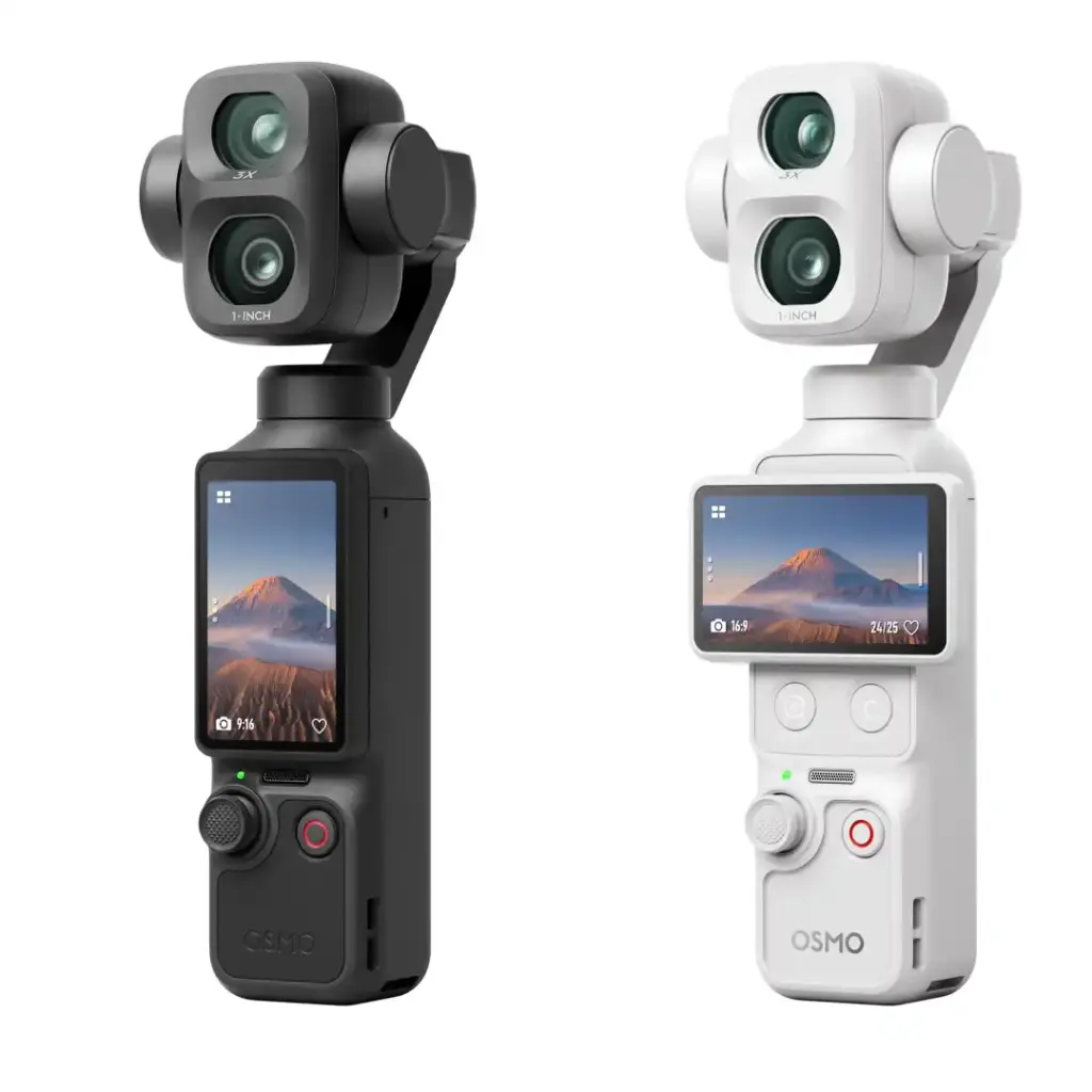 Osmo Pocket 4P in zwei Farbvarianten: Black Mist und Pearl White.