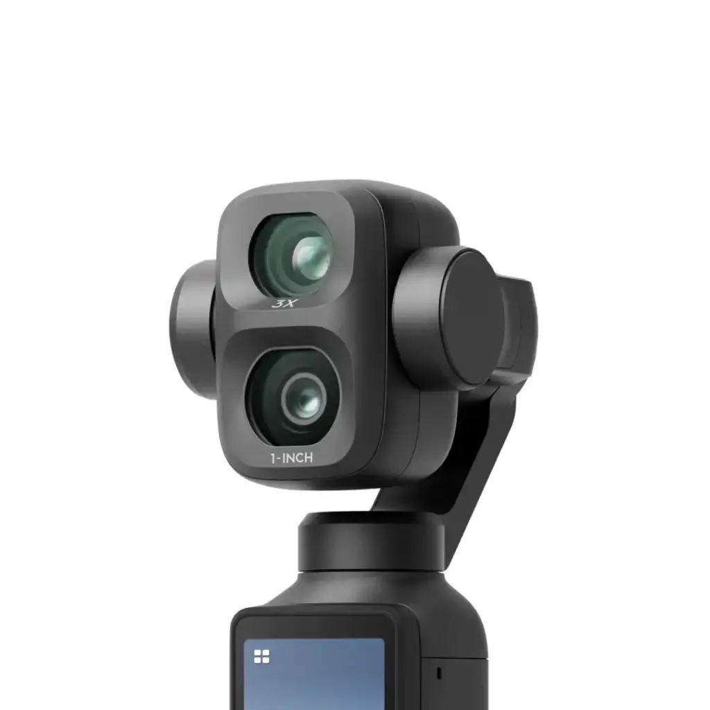 Closeup der Kameraeinheit der Osmo Pocket 4P.